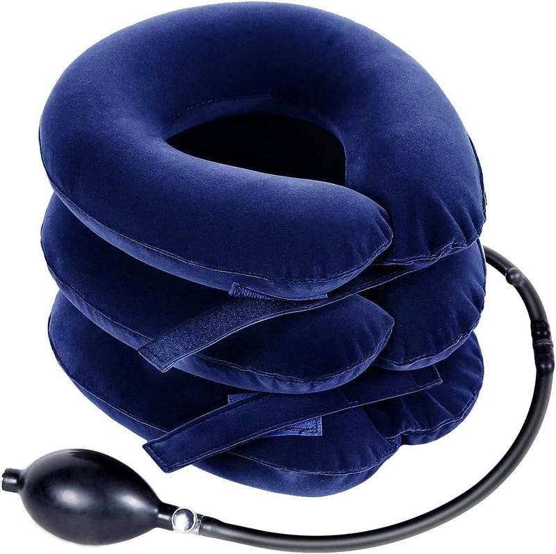 Ççs S Cervical Neck Traction Device for Instant Neck Pain Relief - Inflatable & Adjustable Neck Stretcher Neck Support Brace, Best Neck Traction Pillow for Home Use Neck Decompression (Blue) - Image 1